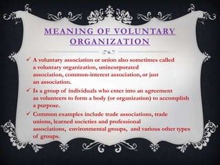 role of voluntary organisation.